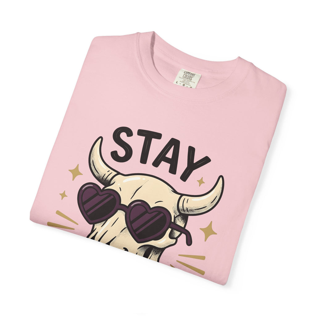 Bull Skull Shirt Cowgirl Western Gift Women Cartoon Tee Skull T-Shirt Rodeo Fan Cowboy Tshirt Western Graphic Retro Heart Sunglasses Tshirt