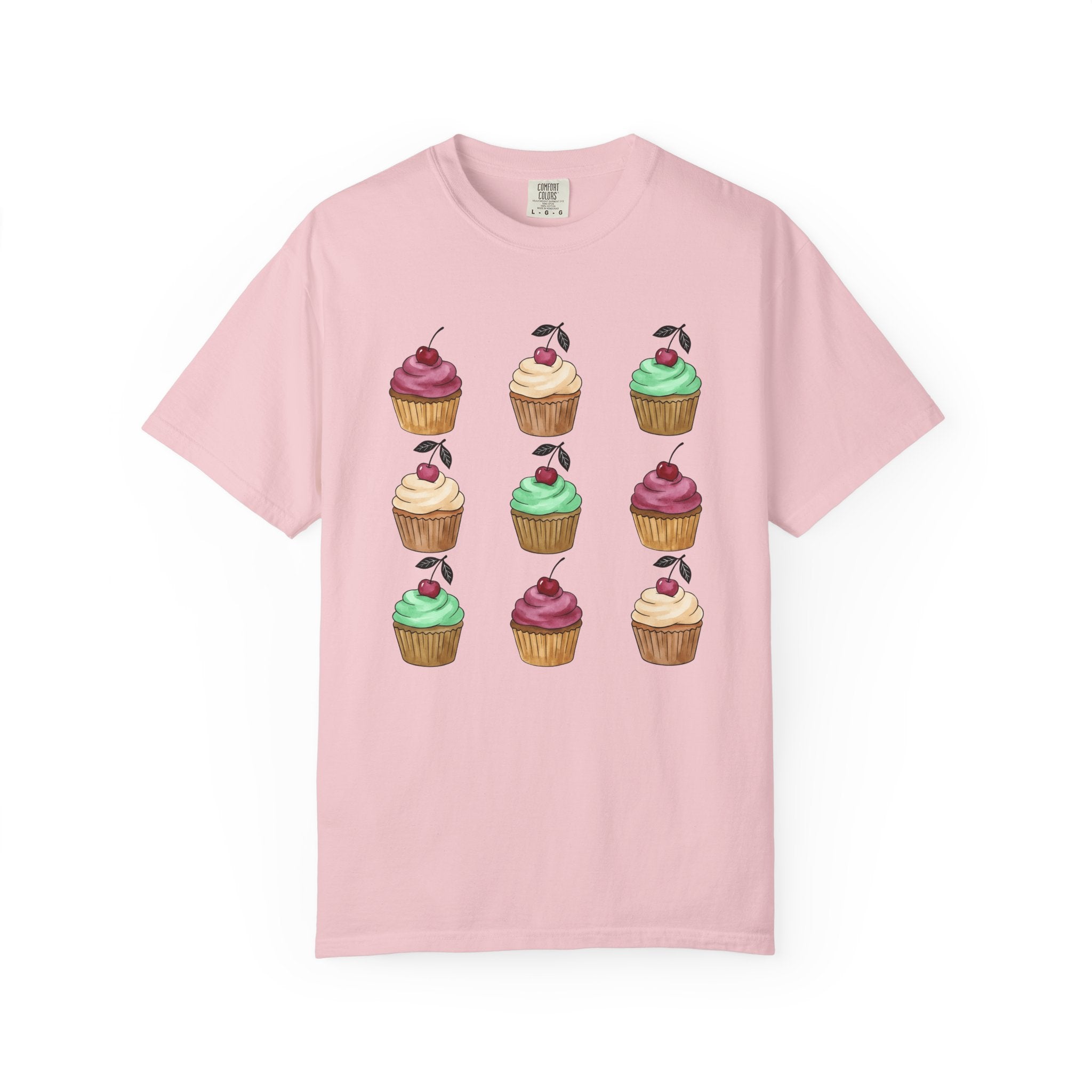 Cupcake Motif Shirt Desserts Sweets Gift Women Ink Tee Muffin T-Shirt Pastry Fan Tattoo Tshirt Treat Design Outline Cherry Tshirt