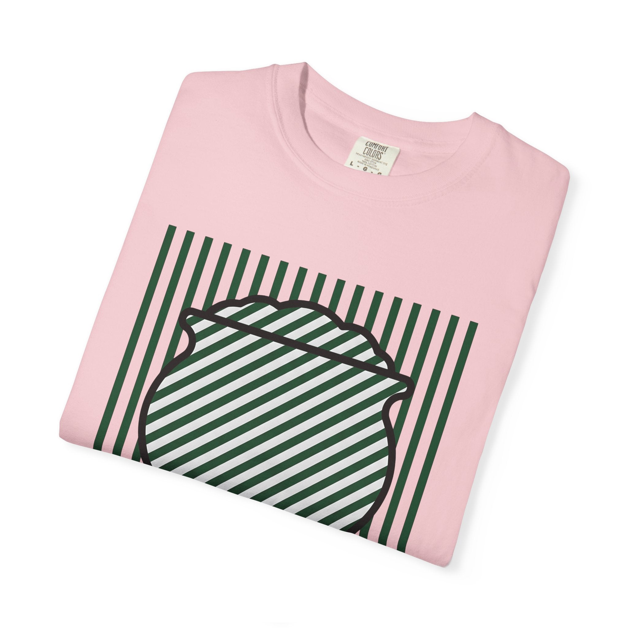 Lucky Pot Shirt St Patrick's Day Event Gift Women Sleek Tee Pot Of Gold T-Shirt Shamrock Fan Modern Tshirt Party Graphic Fresh Stripes