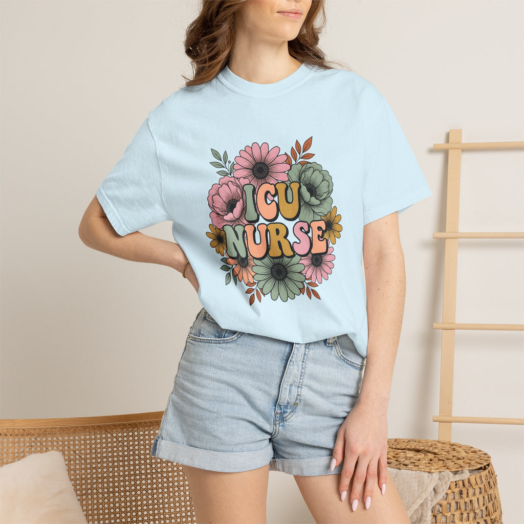 Blossom Bouquet Shirt Nurse Garden Gift Women Folk Tee Flower Arrangement T-Shirt Healthcare Enthusiast Folk Art Tshirt Gardening Graphic