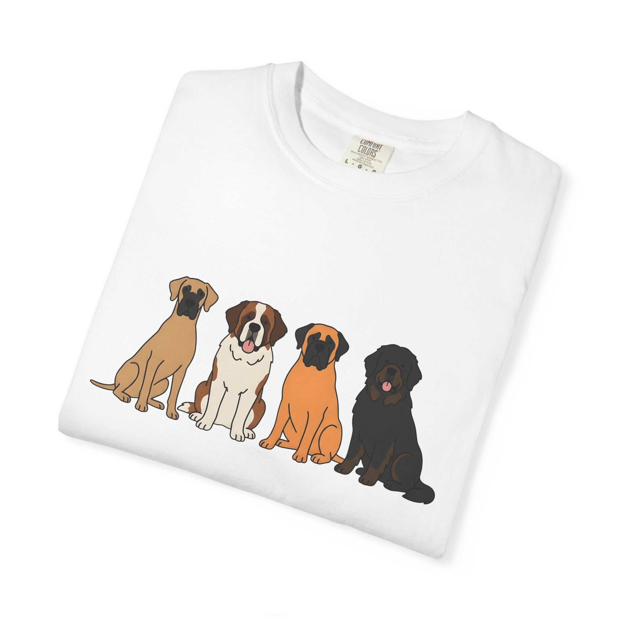 Giant Dog Breeds Shirt Dog Critters Gift Women Hand Drawn Tee Large Dog T-Shirt Dog Fan Illustrated Tshirt Creature Graphic Line Art Bunch
