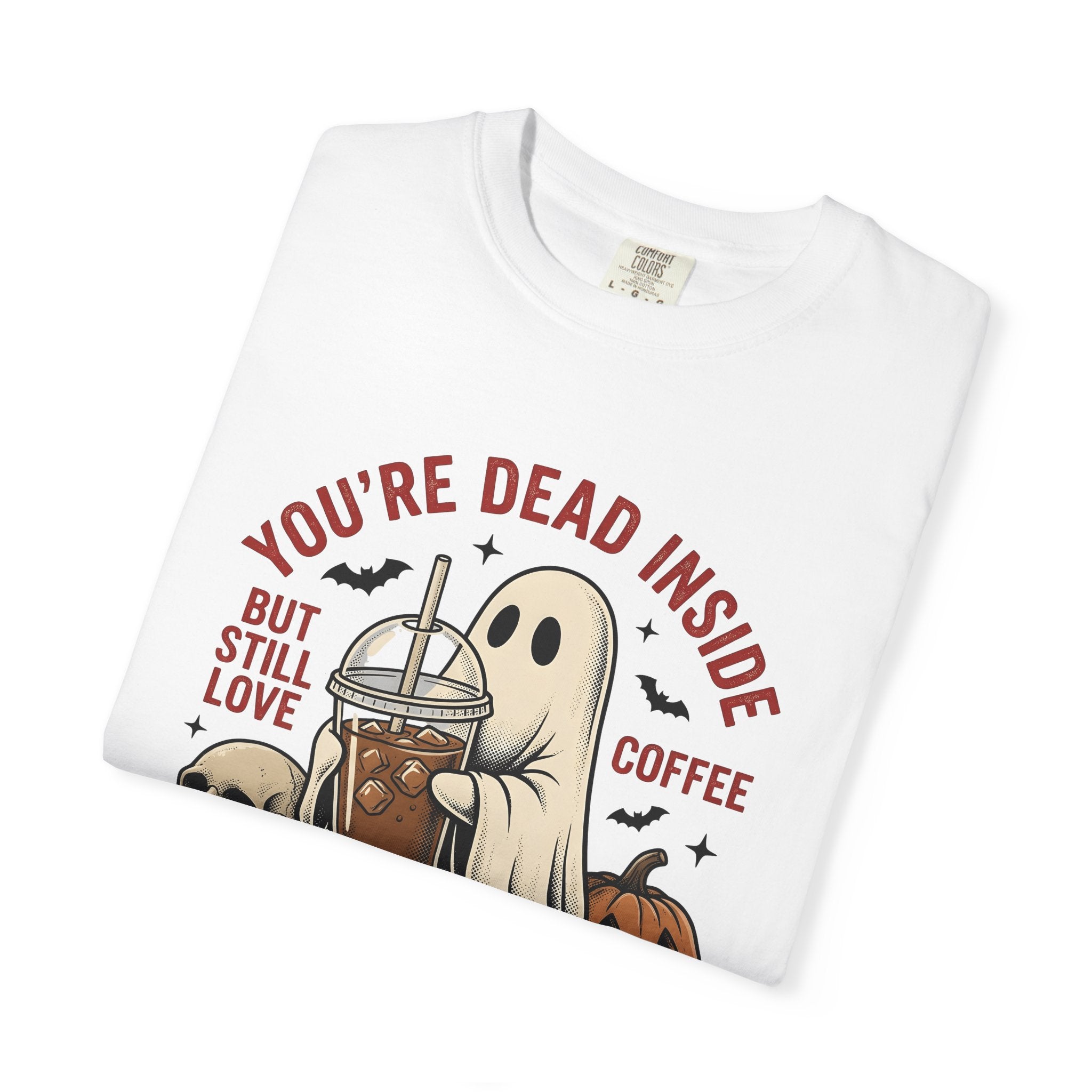 Phantom Coffee Tumbler Shirt Halloween Cafe Gift Women Weathered Tee Travel Mug T-Shirt Spooky Fan Distressed Tshirt Coffee Shop Graphic