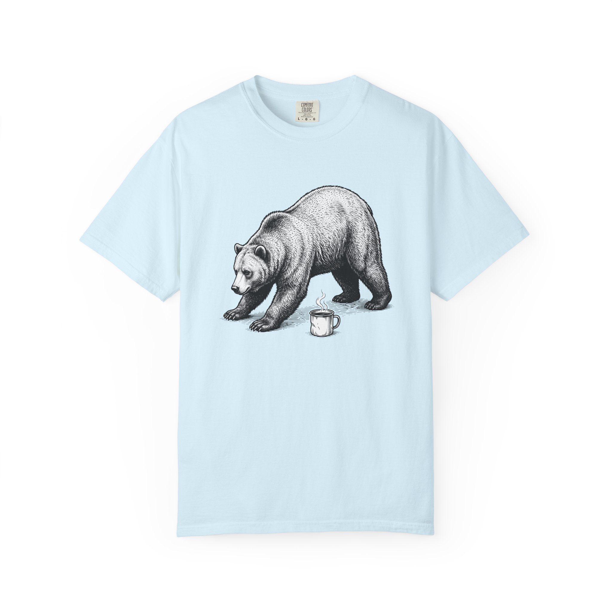 Bear Latte Shirt Coffee Outdoors Gift Women Sketch Tee Latte Art T-Shirt Coffee Fan Coffee Art Tshirt Adventure Graphic Retro Cup Tshirt