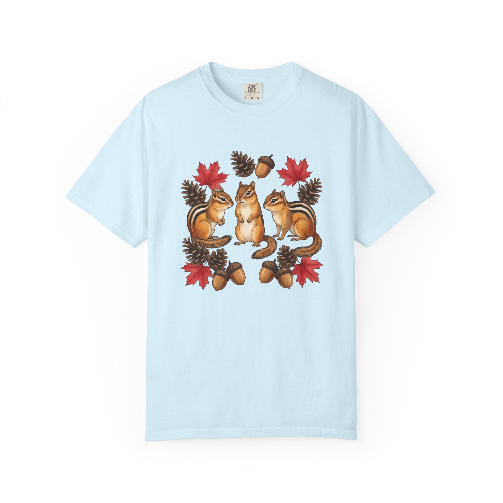 Chipmunk Trio Shirt Animals Nature Gift Women Cartoon Tee Squirrels T-Shirt Wildlife Fan Cartoonish Tshirt Environmental Graphic Oil Paint