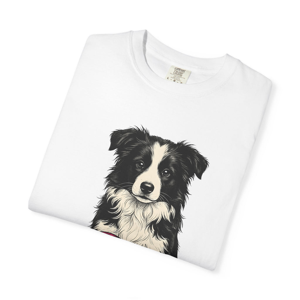 Border Collie Shirt Dog Sports Gift Women Hand Drawn Tee Collie T-Shirt Dog Fan Illustrated Graphic Tshirt Vintage Soccer Ball Tshirt