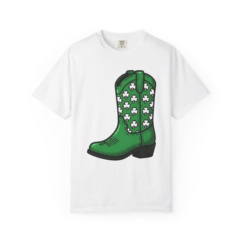 Western Boot Shirt St Patrick's Day Country Gift Women Graphic Tee Cowboy Boot T-Shirt Luck Fan Illustrated Tshirt Rural Graphic Retro