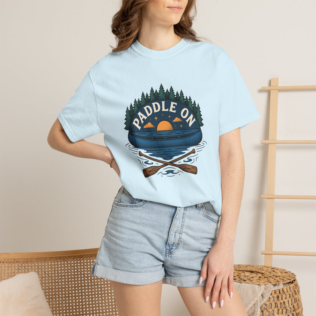 Paddle Boat Sunset Shirt Sports Exploration Gift Women Distressed Tee Pontoon Boat T-Shirt Athlete Fan Vintage Tshirt Adventure Graphic