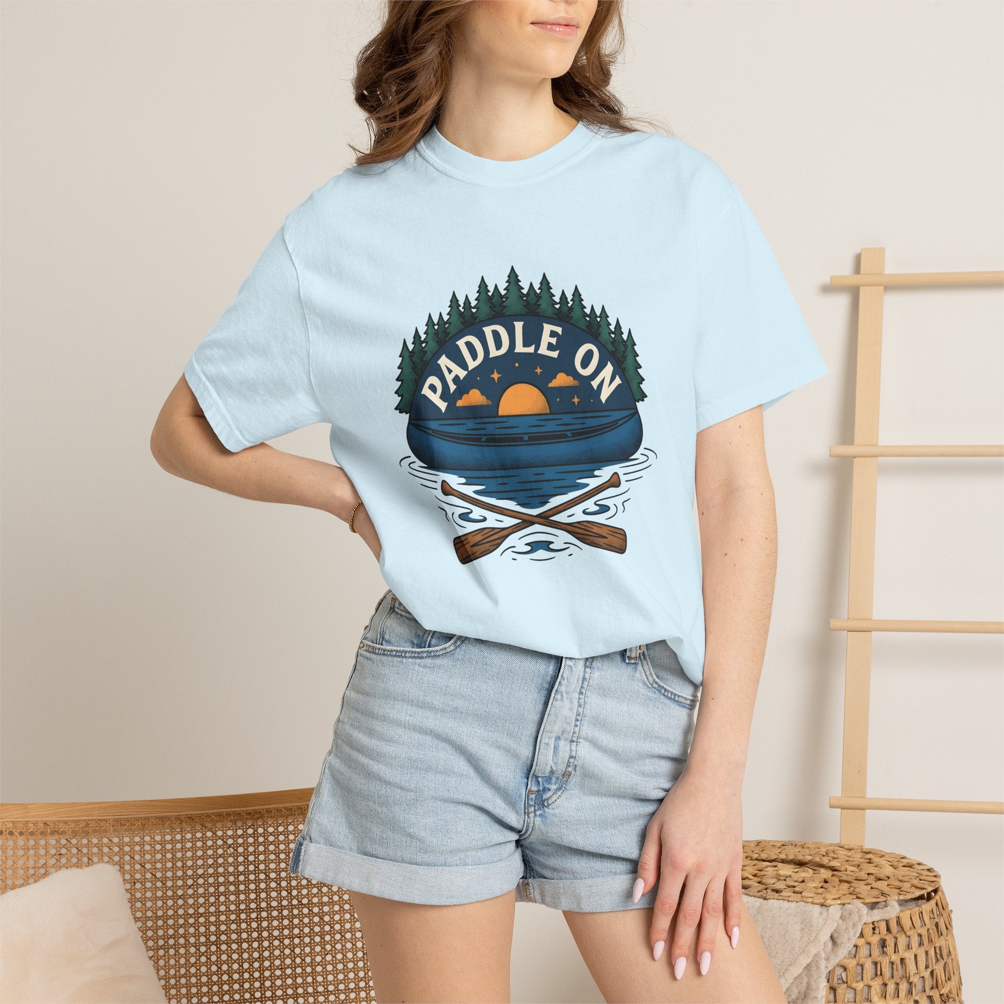 Paddle Boat Sunset Shirt Sports Exploration Gift Women Distressed Tee Pontoon Boat T-Shirt Athlete Fan Vintage Tshirt Adventure Graphic