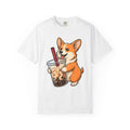 Corgi Dog Shirt Dog Food Gift Women Cute Tee Puppy T-Shirt Dog Fan Canine Tshirt Foodie Graphic Cartoon Bubble Tea Tshirt