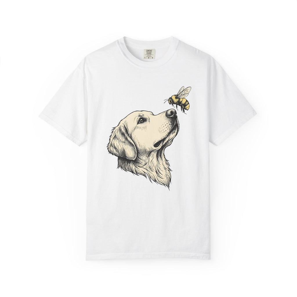Golden Retriever Shirt Dog Animal Gift Women Hand Drawn Tee Retriever T-Shirt Dog Fan Puppy Graphic Tshirt Vintage Bee Tshirt