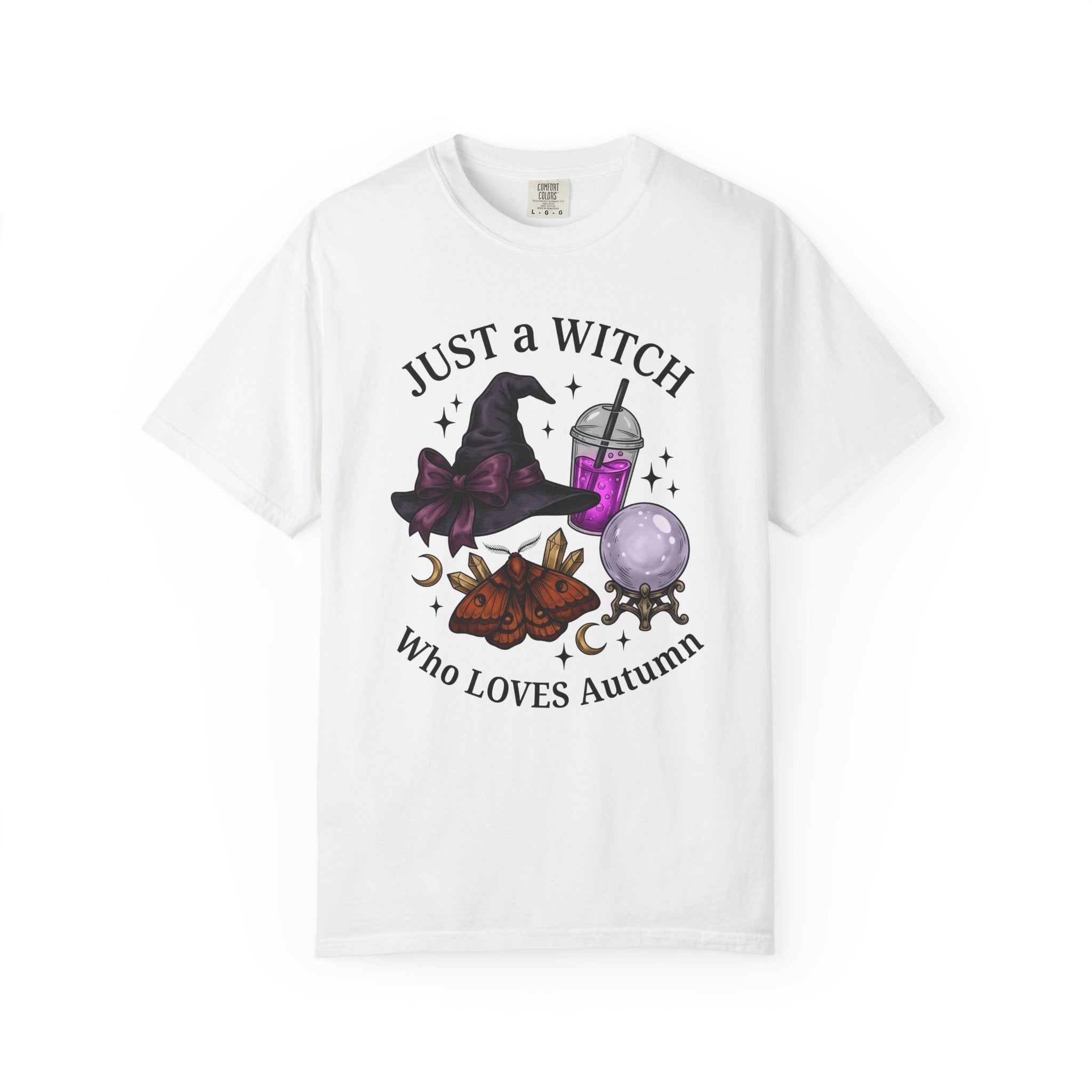 Wizard Hat Shirt Autumn Fall Gift Women Spooky Tee Sorcerer Hat T-Shirt Halloween Fan Creepy Tshirt Autumnal Graphic Retro Butterfly Tshirt