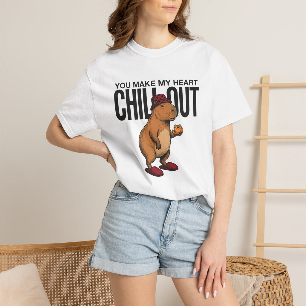 Capybara Graphic Shirt St. Valentine's Day Animal Gift Women Hand Drawn Tee Rodent T-Shirt Valentine Fan Illustrated Tshirt Creature Graphic