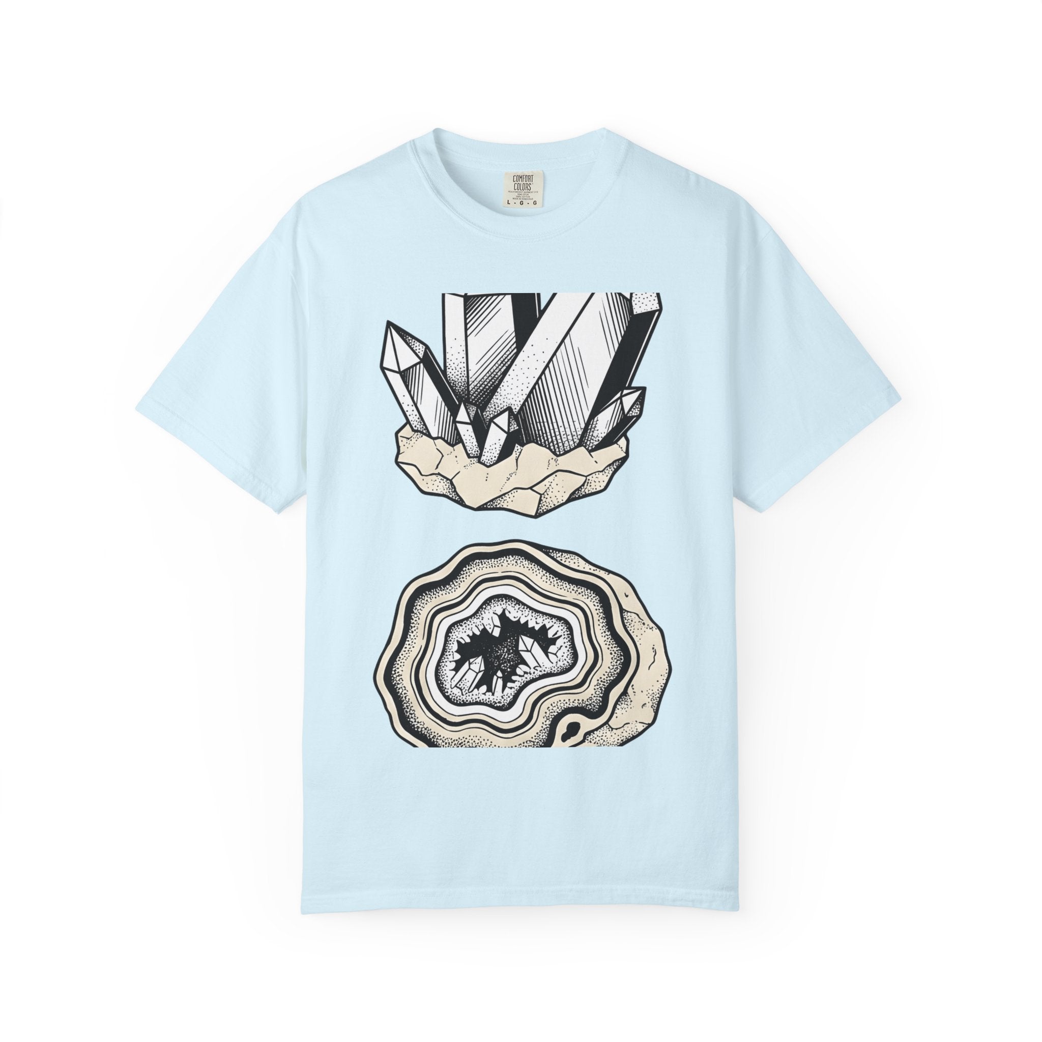 Crystal Formation Shirt Cottagecore Mineral Gift Women Boho Tee Crystal T-Shirt Cottagecore Enthusiast Bohemian Tshirt Rock Graphic Line Art