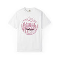 Camper Van Shirt Camping Adventure Gift Women Line Art Tee Motorhome T-Shirt Camper Fan Minimalist Tshirt Explorer Graphic Retro Pine Trees