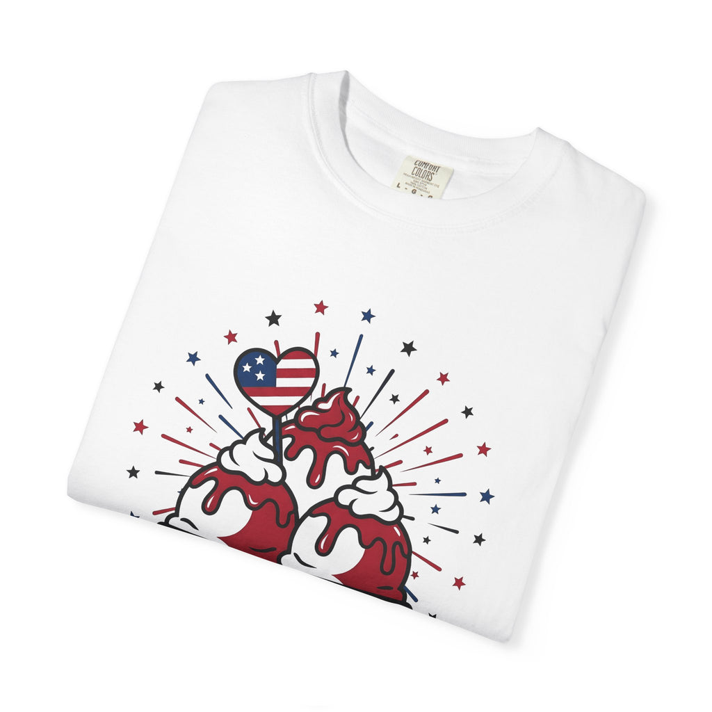 Ice Cream Scoop Shirt Desserts America Gift Women Kawaii Tee Ice Cream Ball T-Shirt Sweets Fan Cute Tshirt Usa Graphic Classic Glitter
