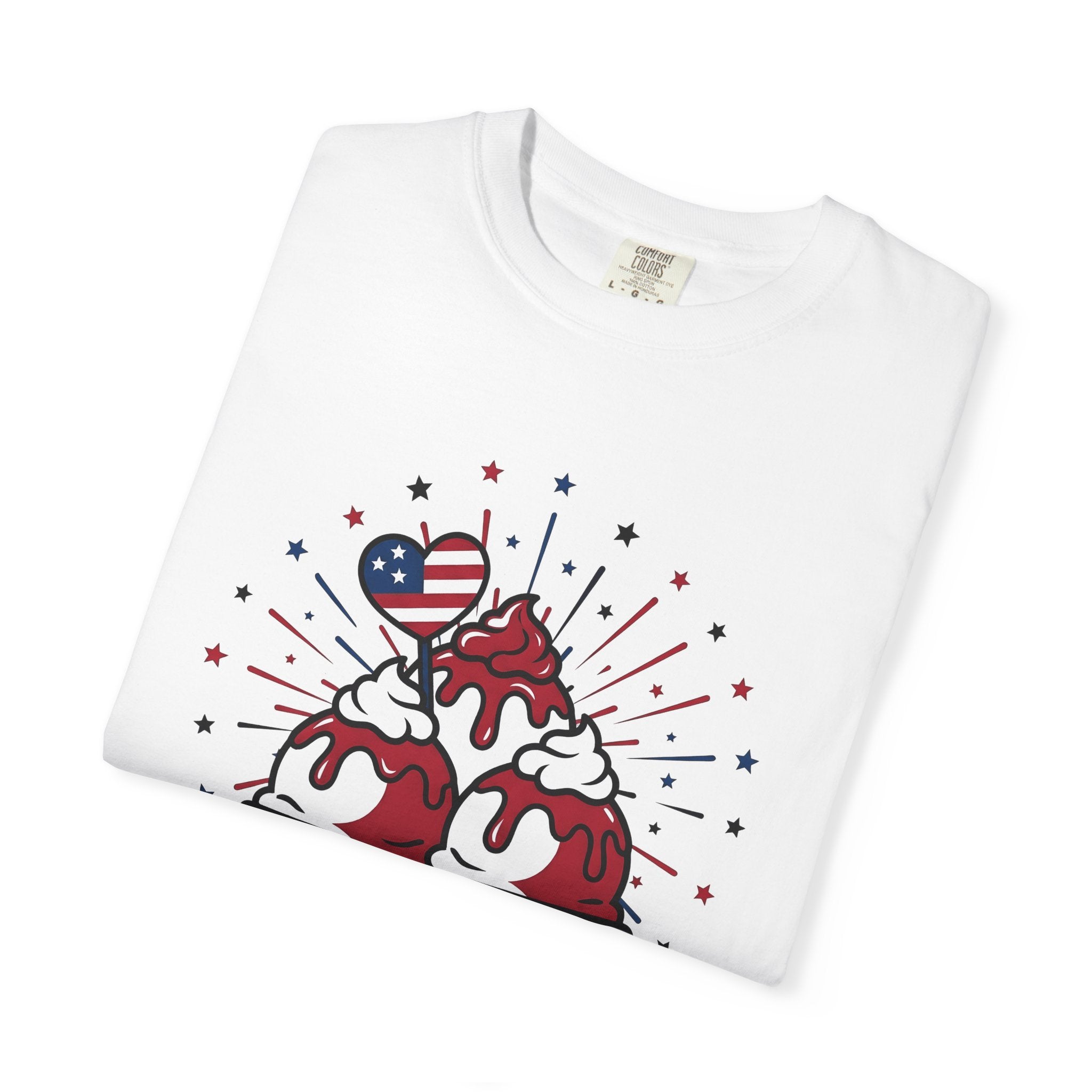 Ice Cream Scoop Shirt Desserts America Gift Women Kawaii Tee Ice Cream Ball T-Shirt Sweets Fan Cute Tshirt Usa Graphic Classic Glitter