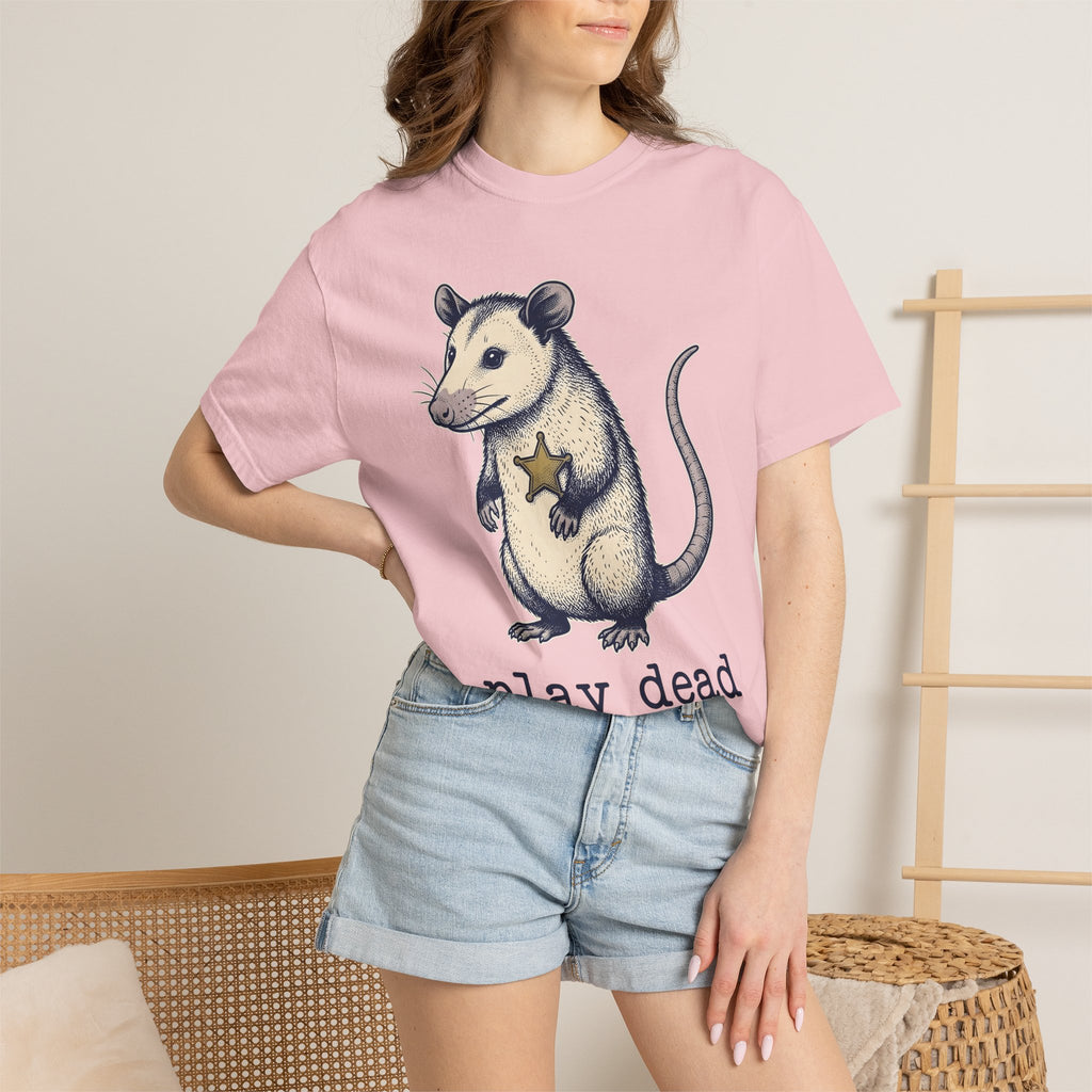 Possum Marshal Shirt Possum Fauna Gift Women Line Art Tee Opossum T-Shirt Possum Fan Opossum Tshirt Wildlife Graphic Hand Drawn Shield