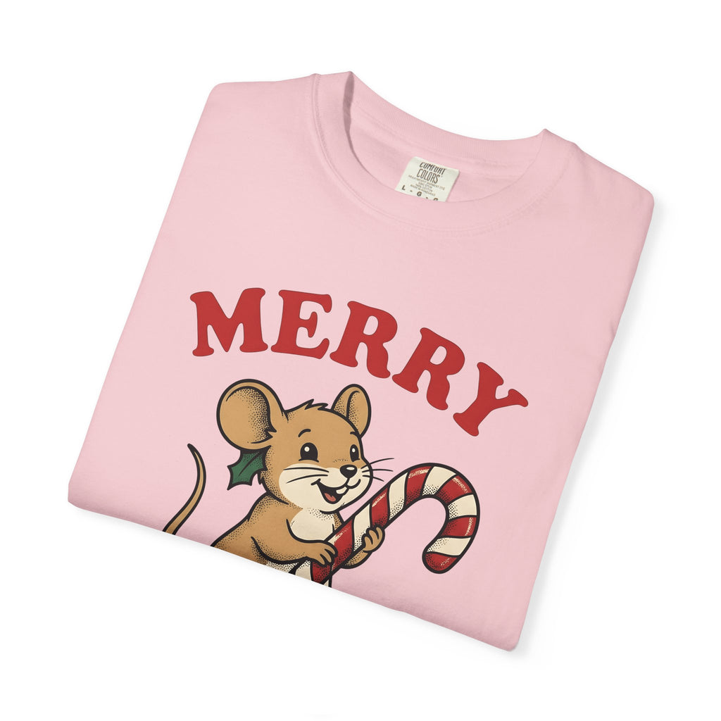 Rodent Candy Cane Shirt Christmas Wildlife Gift Women Comic Tee Mouse T-Shirt Xmas Fan Cartoon Tshirt Wildlife Graphic Sketch Ivy Tshirt