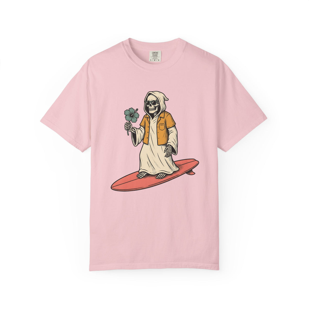 Skeleton Surfer Shirt Surfing Halloween Gift Women Tattoo Tee Skeleton T-Shirt Surfer Fan Ink Tshirt Spooky Graphic Vintage Hibiscus Tshirt