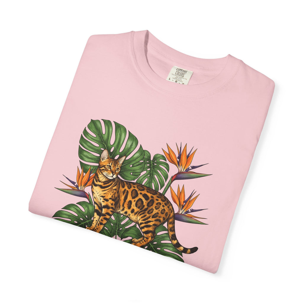 Bengal Kitten Shirt Cat Rainforest Gift Women Floral Tee Kitten T-Shirt Cat Fan Fancy Tshirt Jungle Graphic Retro Tropical Leaves Tshirt