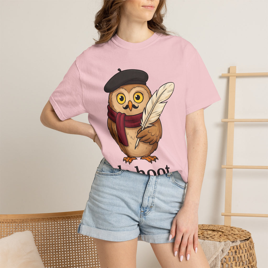 French Owl Shirt Funny Pet Gift Women Line Art Tee Owl T-Shirt Humor Fan Owl Tshirt Pet Graphic Hand Drawn Wing Plume Tshirt