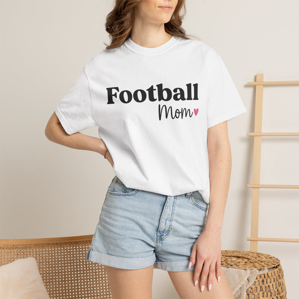Football Mama Shirt Moms Sportswear Gift Women Sleek Tee Football Mom Mom Fan Modern Tshirt Athletic Graphic Current Heart Shape Tshirt
