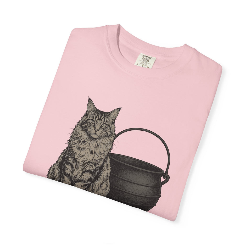 Maine Coon Kitten Shirt Cat Witchcraft Gift Women Sketch Tee Kitten T-Shirt Cat Fan Drawing Graphic Retro Pot Tshirt