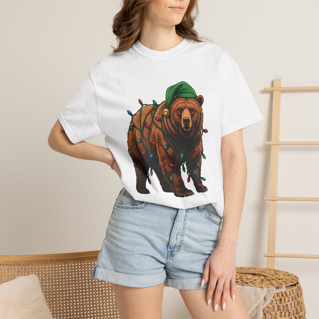 Bear Christmas Shirt Animals Christmas Gift Women Hand Drawn Tee Teddy T-Shirt Wildlife Fan Illustrated Graphic Xmas Design Vintage Holiday