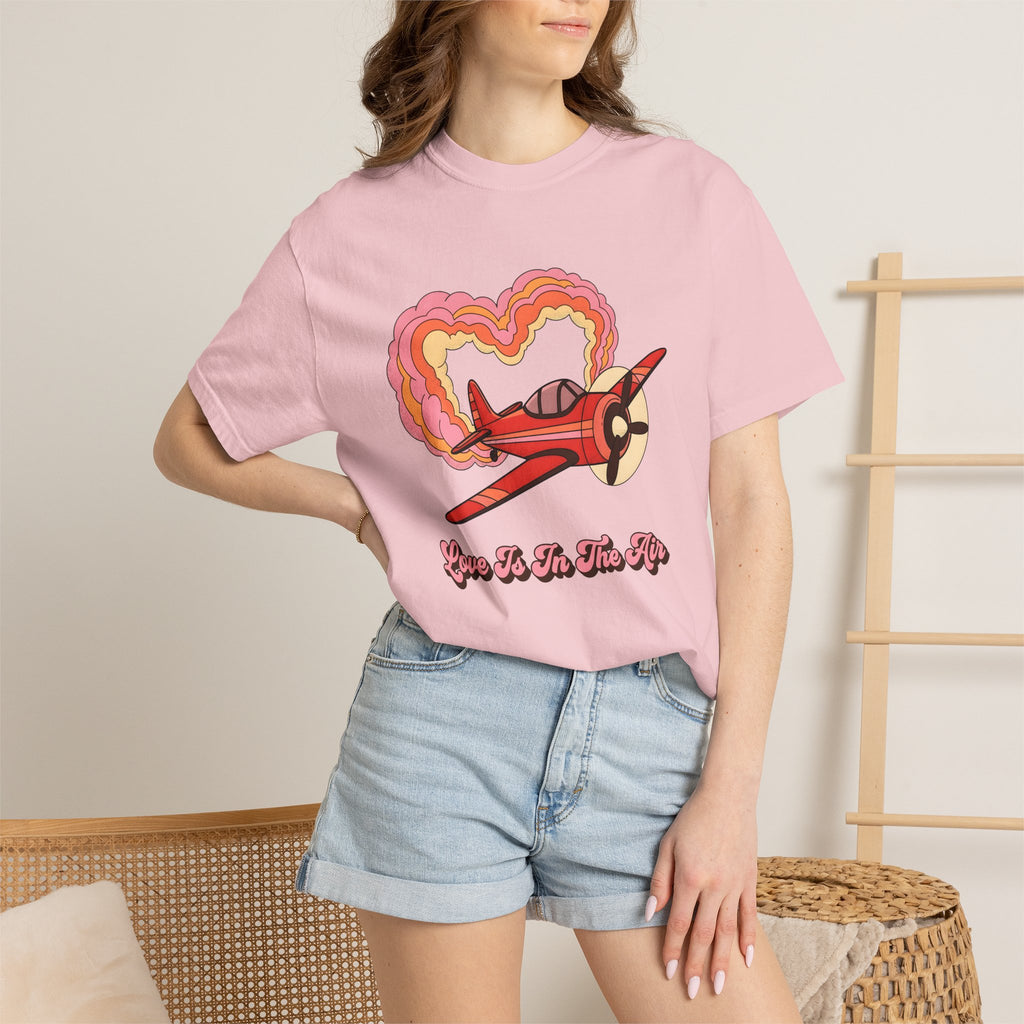 Airplane Heart Graphic Shirt St. Valentine's Day Romance Gift Women Cartoon Tee Plane T-Shirt Valentine Fan Comic Tshirt Love Graphic Retro