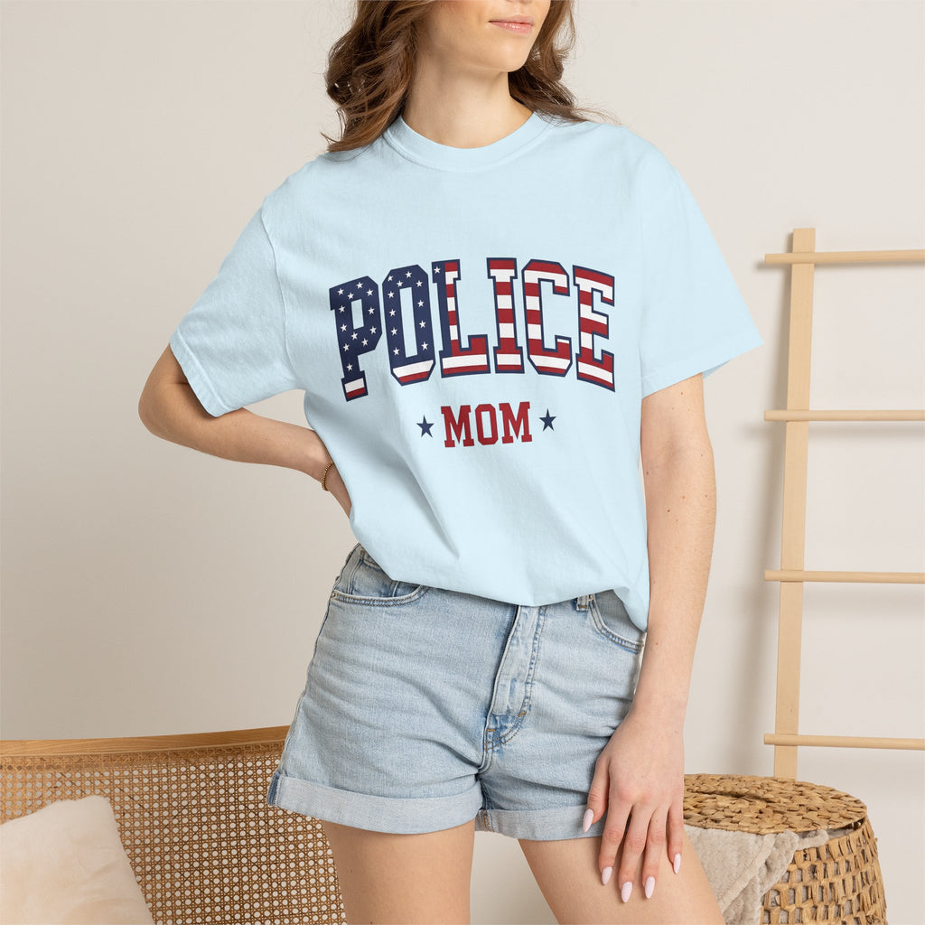 Law Enforcement Badge Shirt Police Mom Kin Gift Women Illustrative Tee Badge T-Shirt Police Mother Enthusiast Illustrated Tshirt Family