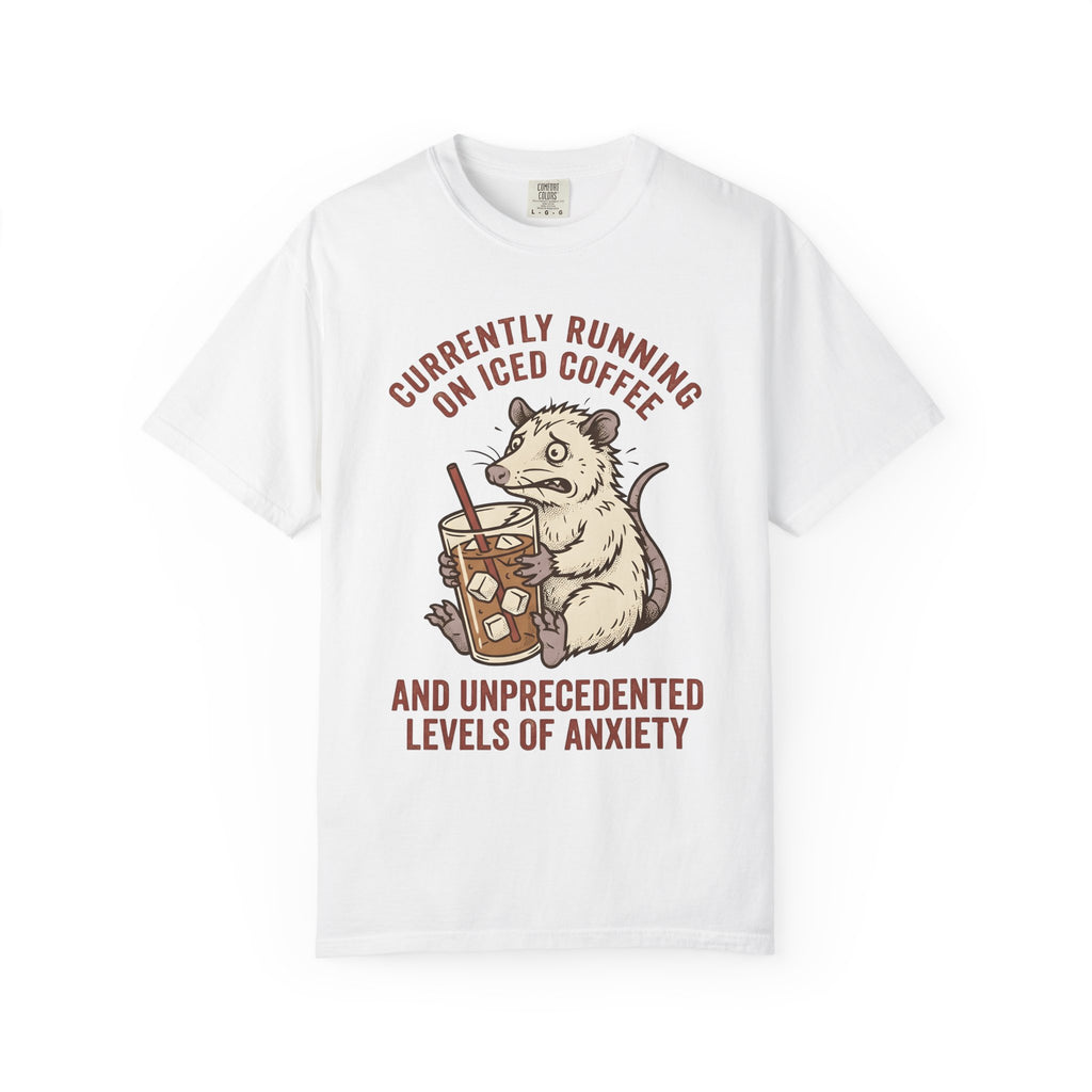 Possum Cold Coffee Shirt Coffee Fauna Gift Women Doodle Tee Opossum T-Shirt Coffee Fan Cartoons Tshirt Wildlife Graphic Sketch Ice Cubes