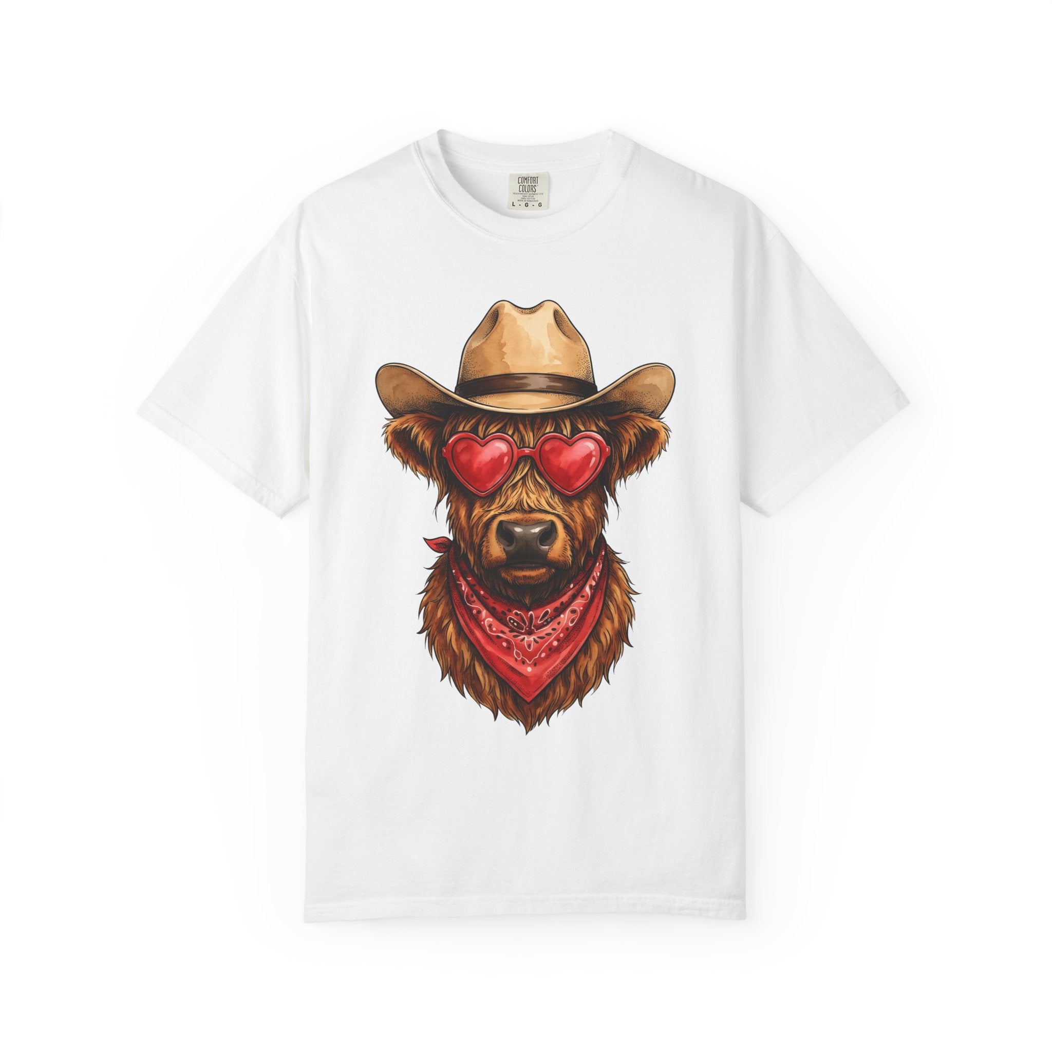 Scottish Cow Shirt Cowgirl Cowboy Gift Women Bohemian Tee Highland Cow T-Shirt Rodeo Fan Western Tshirt Cowboy Graphic Retro Heart Glasses