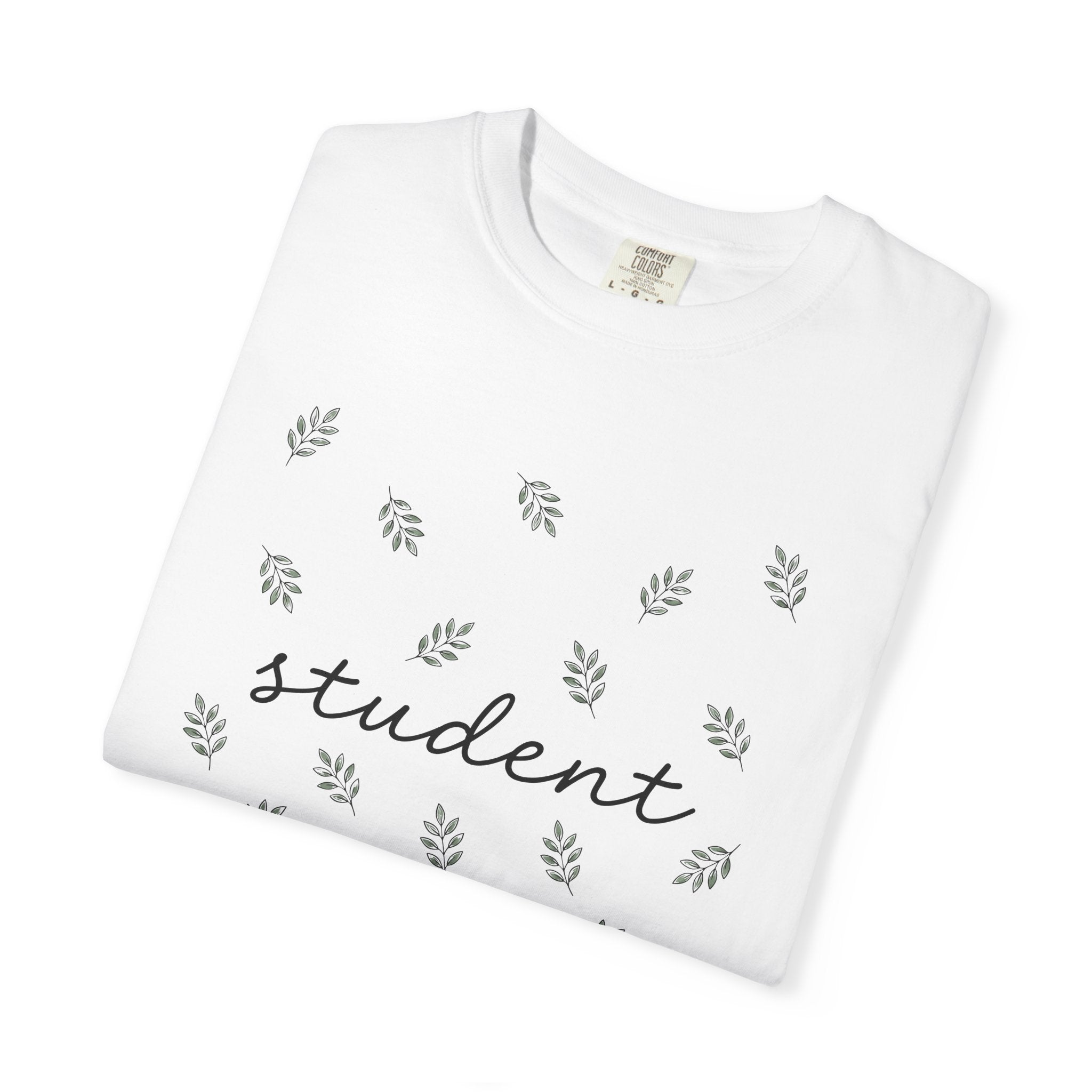 Green Leaf Print Shirt Student Teaching Gift Women Plain Tee Leaf T-Shirt Learner Enthusiast Simple Tshirt Educator Graphic Trendy Greenery