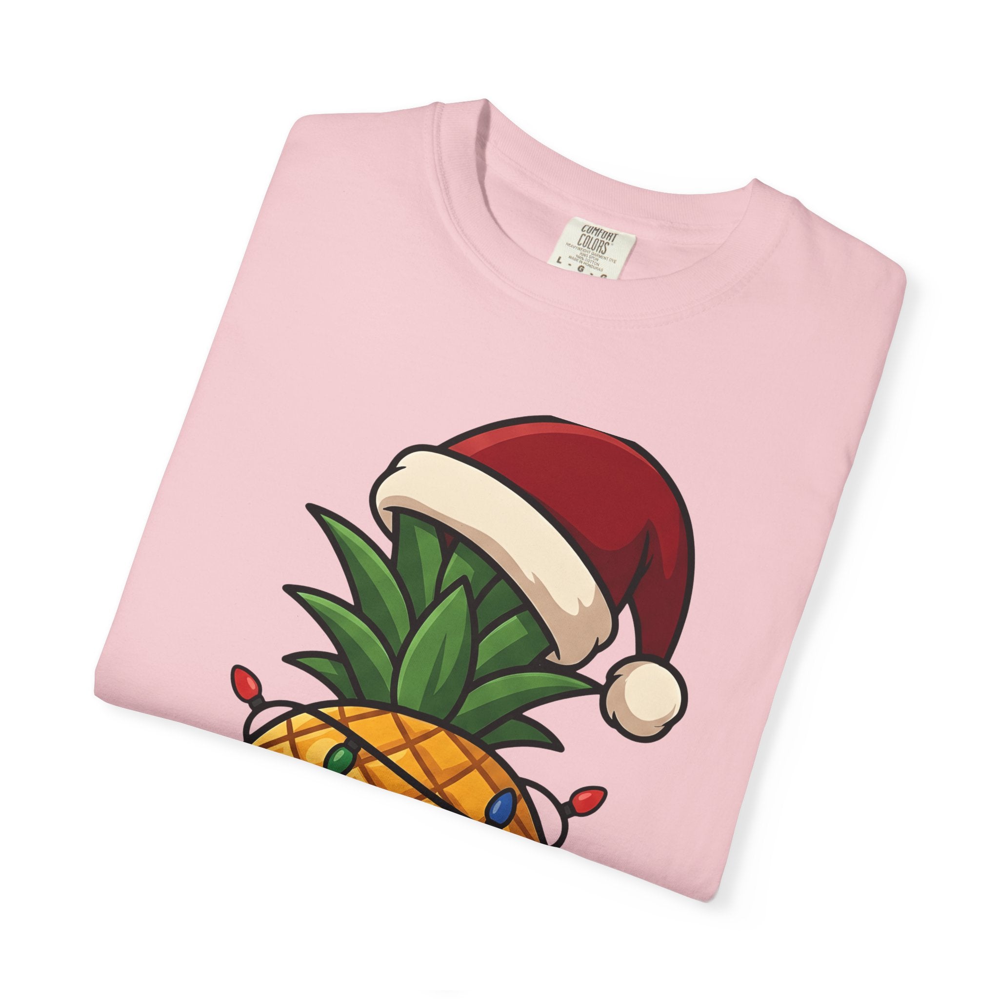 Tropical Fruit Santa Shirt Christmas Beach Gift Women Kawaii Tee Fruit Claus T-Shirt Xmas Fan Cute Tshirt Coastal Graphic Hand Drawn Festive