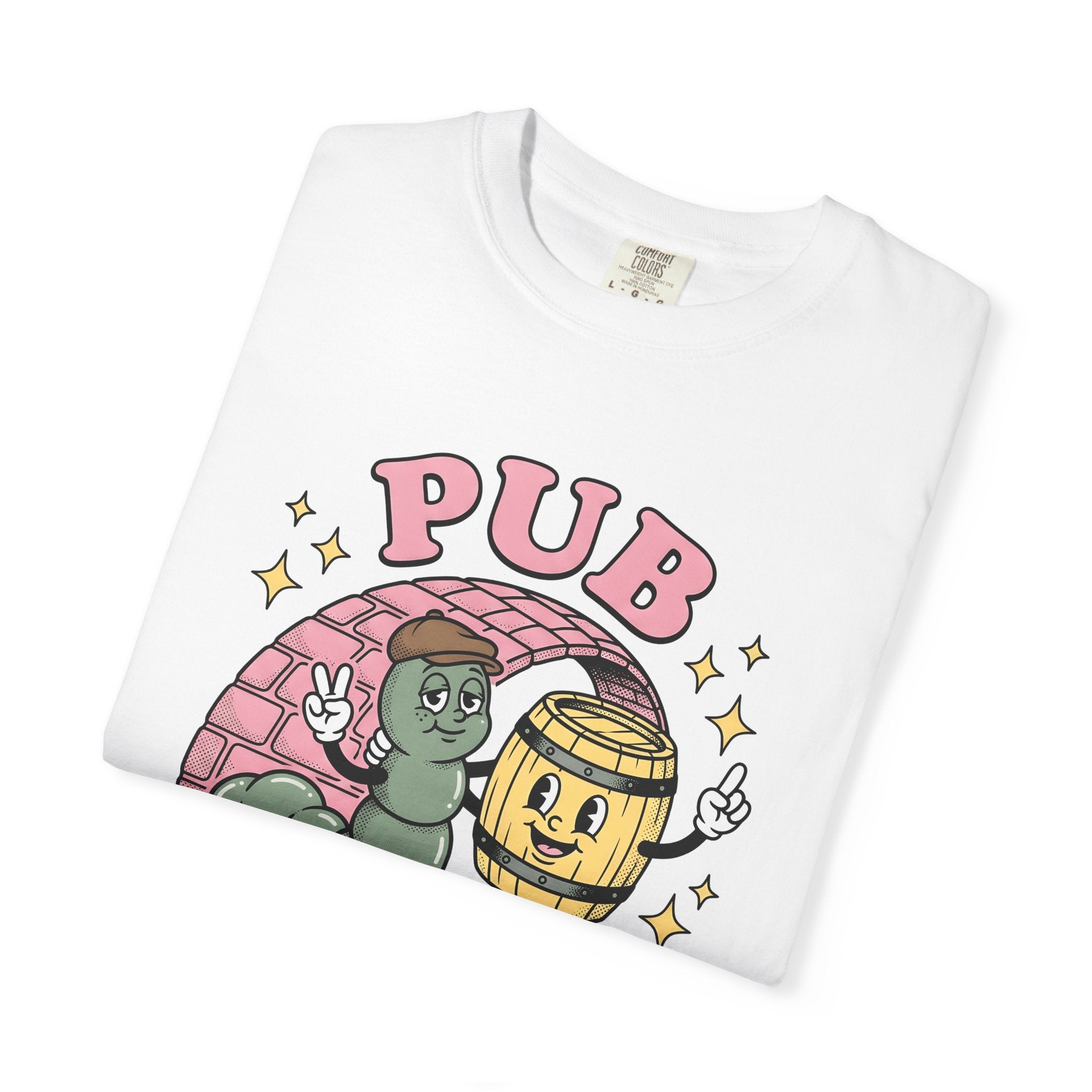 Cartoon Worm Barrel Shirt St Patrick's Day Beverages Gift Women Line Art Tee Worm T-Shirt Luck Fan Illustrated Tshirt Drink Design Cartoon