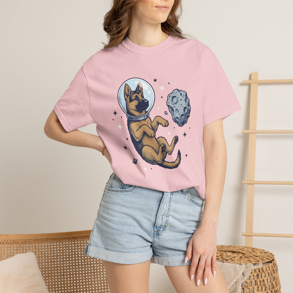 Space Dog Shirt Dog Galaxy Gift Women Retro Tee Astronaut T-Shirt Dog Owner Pup Vintage Tshirt Cosmic Illustration Sketch Meteor Tshirt