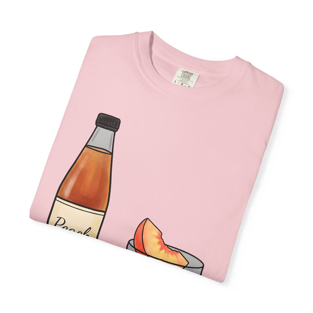Peach Drink Shirt Fruit Food Gift Women Hand Drawn Tee Bellini T-Shirt Fruit Fan Illustrated Graphic Tshirt Minimalist Fruit Slice Tshirt