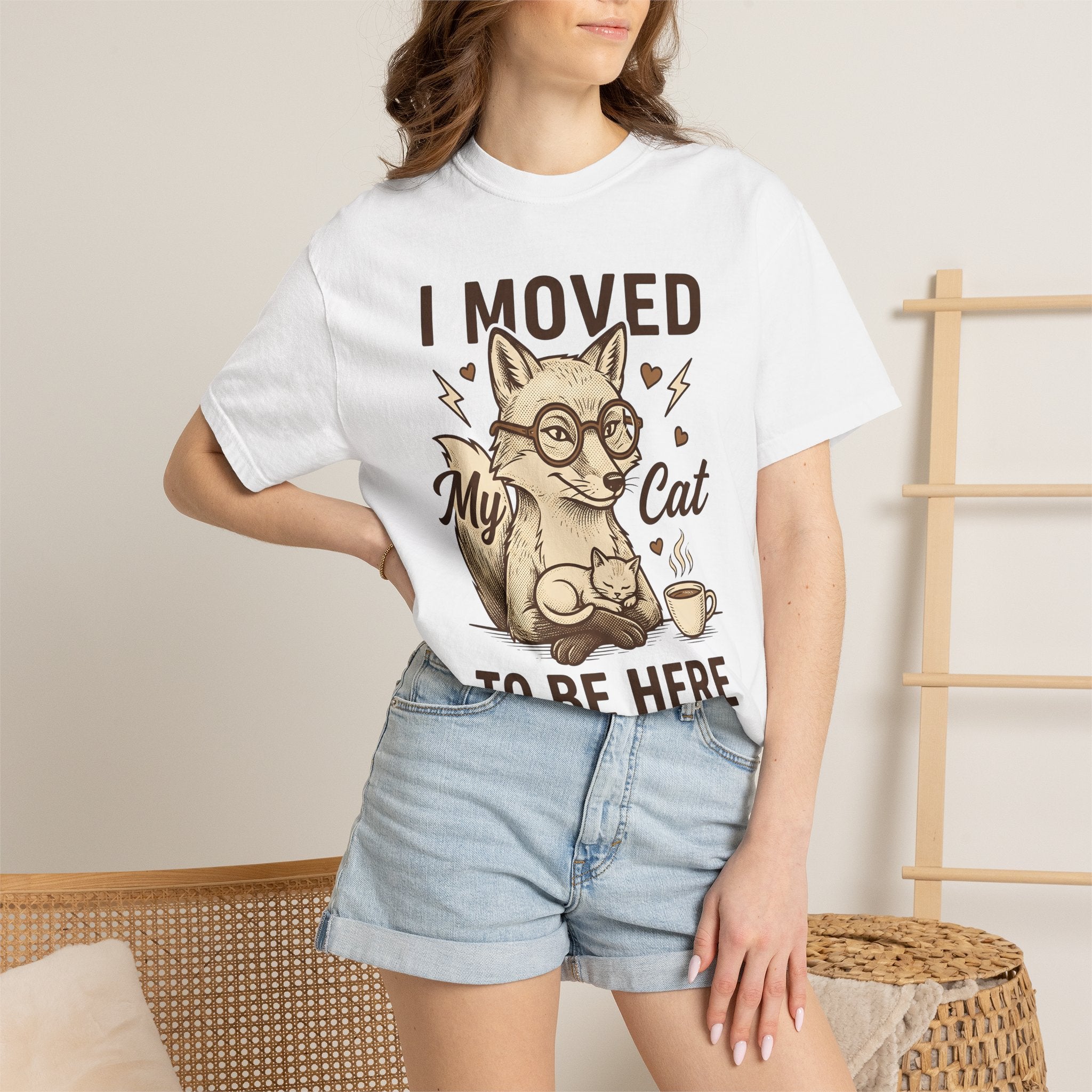 Red Fox Cat Shirt Animal Drink Gift Women Cartoon Tee Fox T-Shirt Pet Fan Toon Tshirt Beverage Graphic Rustic Tea Cup Tshirt