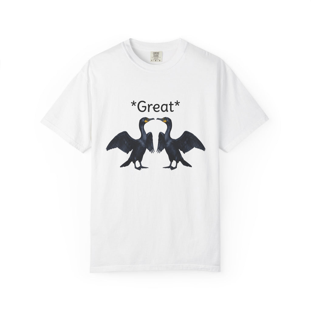 Cormorant Bird Shirt Funny Wildlife Gift Women Sketch Tee Shag T-Shirt Humor Fan Drawing Graphic Pastel Bird Pair Tshirt