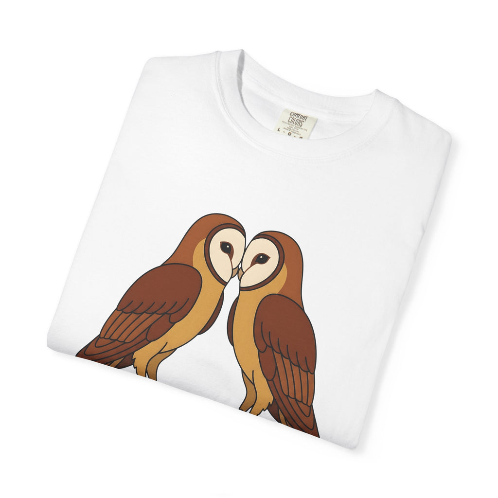 Barn Owl Pair Shirt Valentines Day Animal Gift Women Cartoon Tee Owl T-Shirt Valentine Fan Cute Tshirt Wildlife Graphic Minimalist