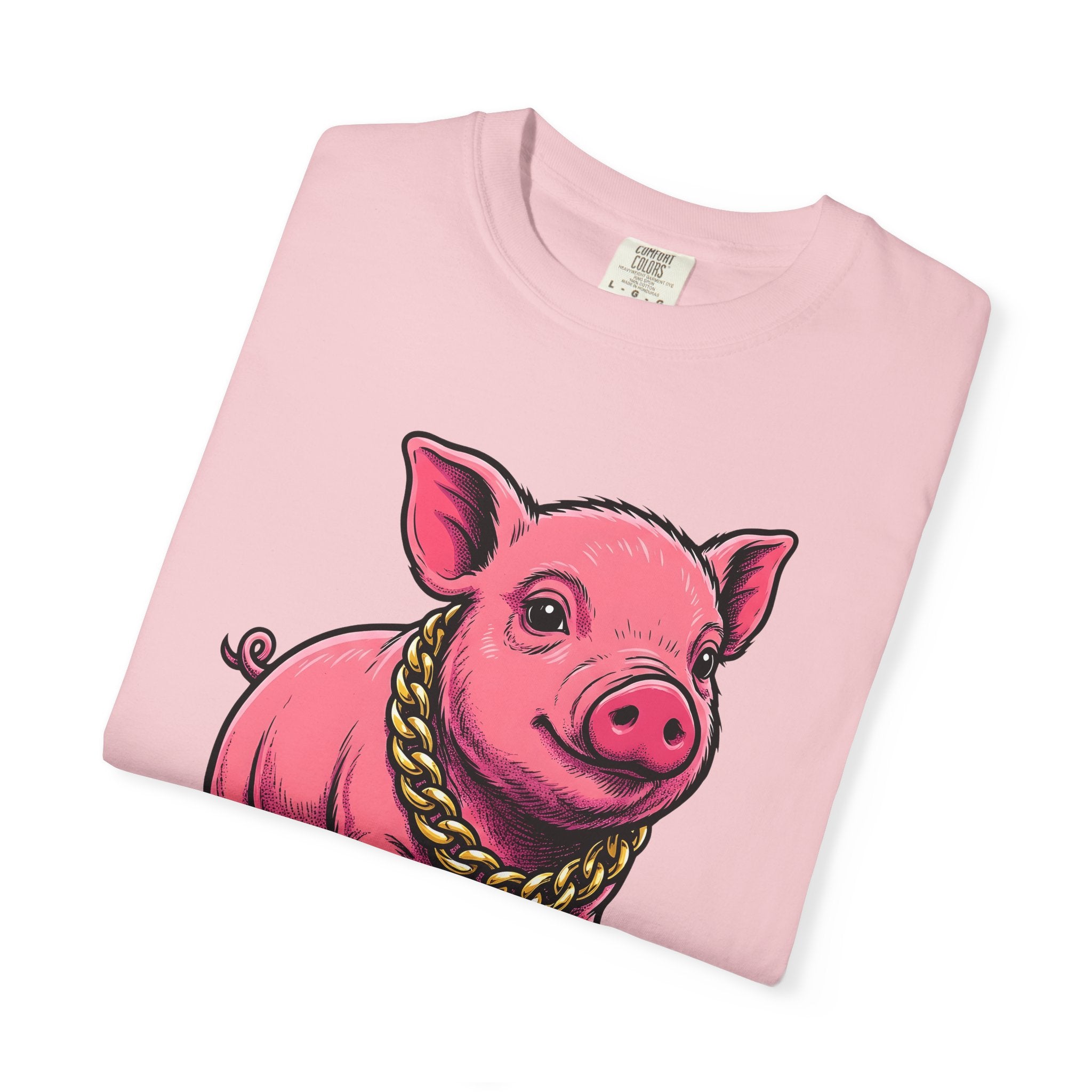 Pig Drawing Shirt Funny Fauna Gift Women Animated Tee Swine T-Shirt Humor Fan Cartoon Tshirt Wildlife Graphic Classic Gold Pendant Tshirt