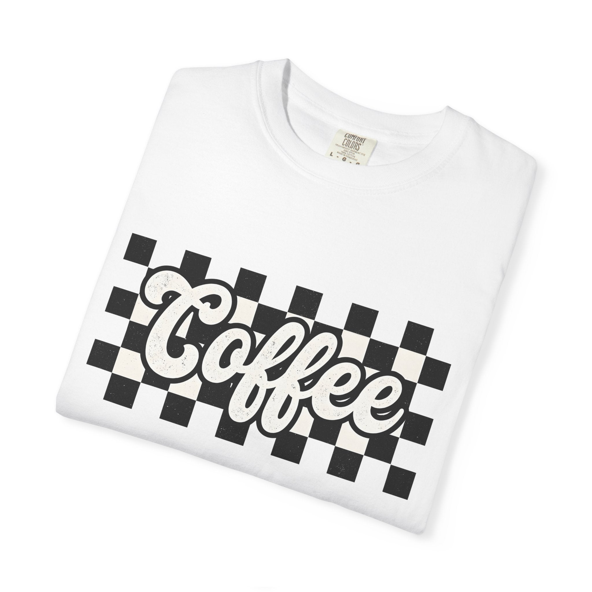 Coffee Text Shirt Mom Coffee Gift Women Retro Tee Java T-Shirt Mother Fan Vintage Tee Retro Tshirt Coffee Graphic Vintage Checkerboard