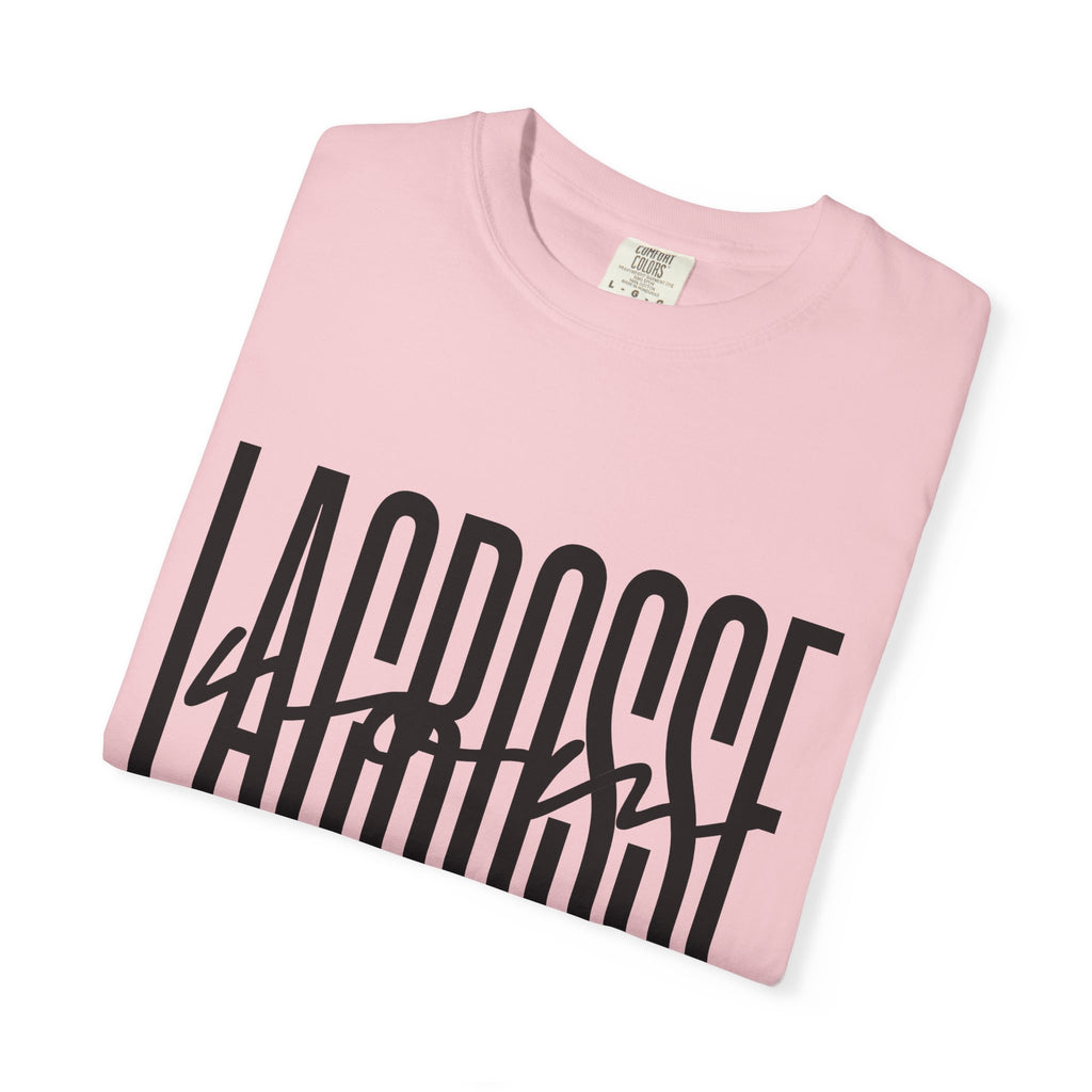 Lacrosse Text Shirt Lacrosse Sports Gift Women Bold Tee Lax T-Shirt Lacrosse Fan Typography Tshirt Athletic Graphic Minimalist Script Accent