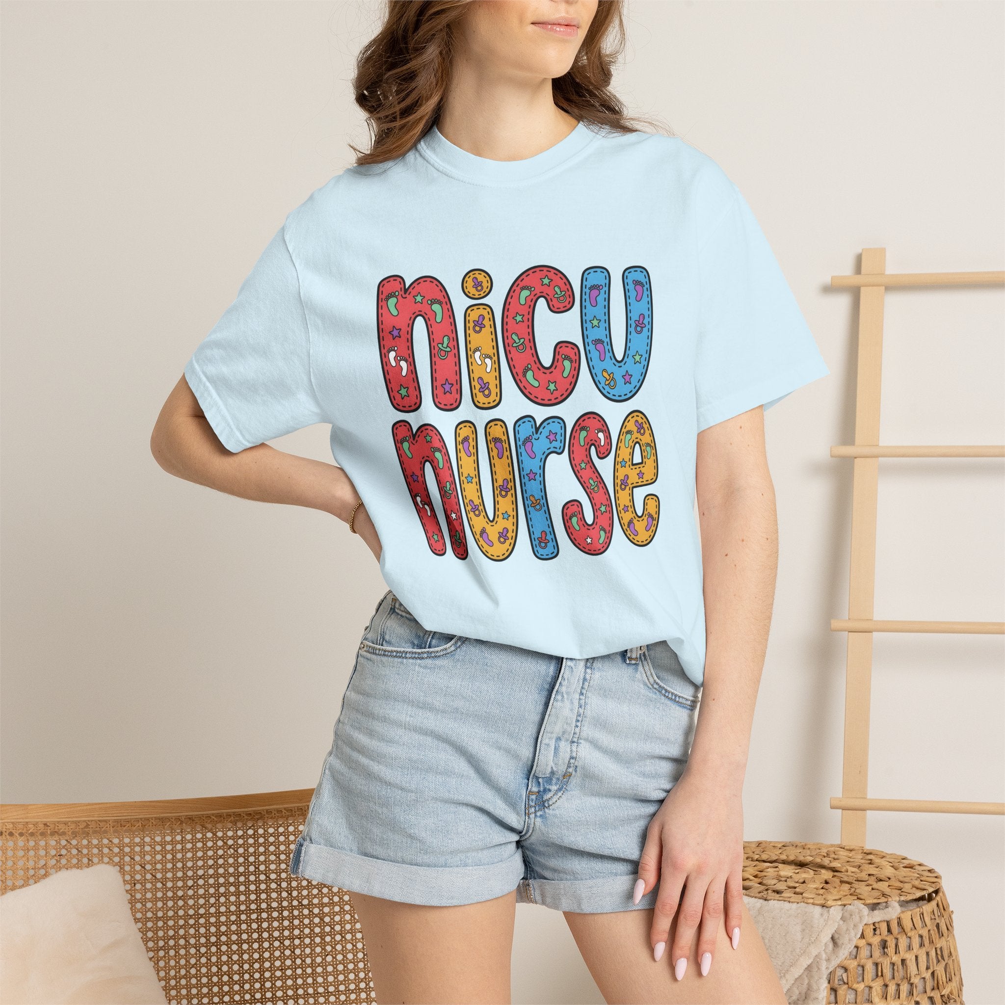 Baby Footprint Initials Shirt Nurse Clinic Gift Women Joyful Tee Baby Letters T-Shirt Rn Fan Baby Monogram Tshirt Medical Graphic Line Art
