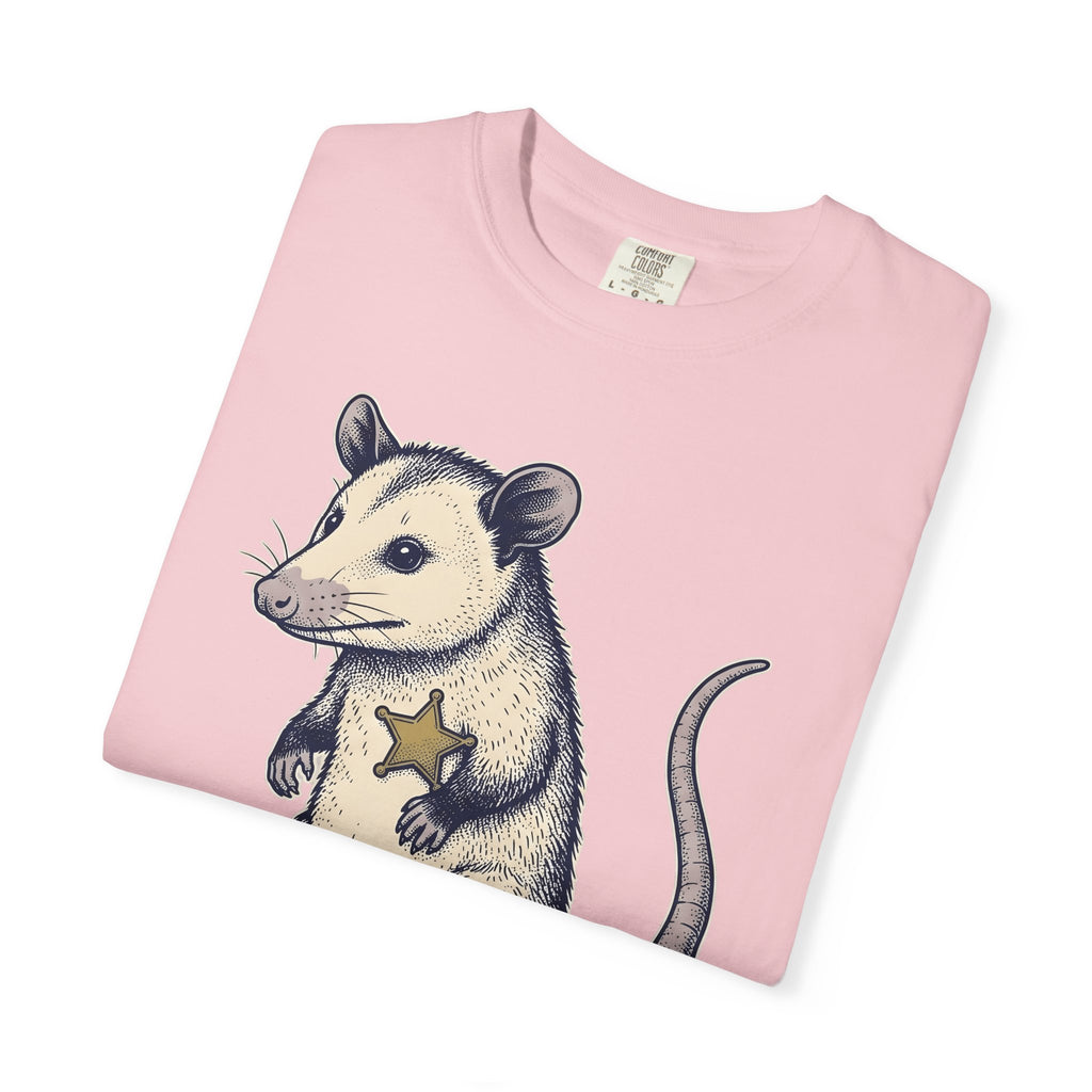Possum Marshal Shirt Possum Fauna Gift Women Line Art Tee Opossum T-Shirt Possum Fan Opossum Tshirt Wildlife Graphic Hand Drawn Shield