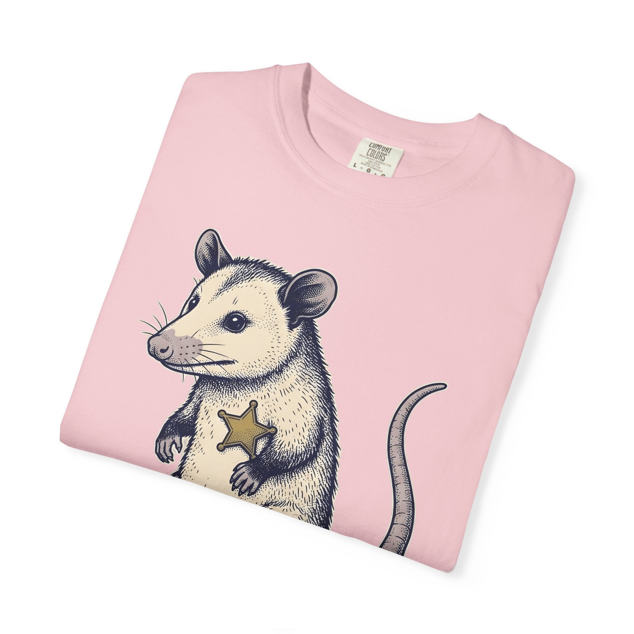 Possum Marshal Shirt Possum Fauna Gift Women Line Art Tee Opossum T-Shirt Possum Fan Opossum Tshirt Wildlife Graphic Hand Drawn Shield
