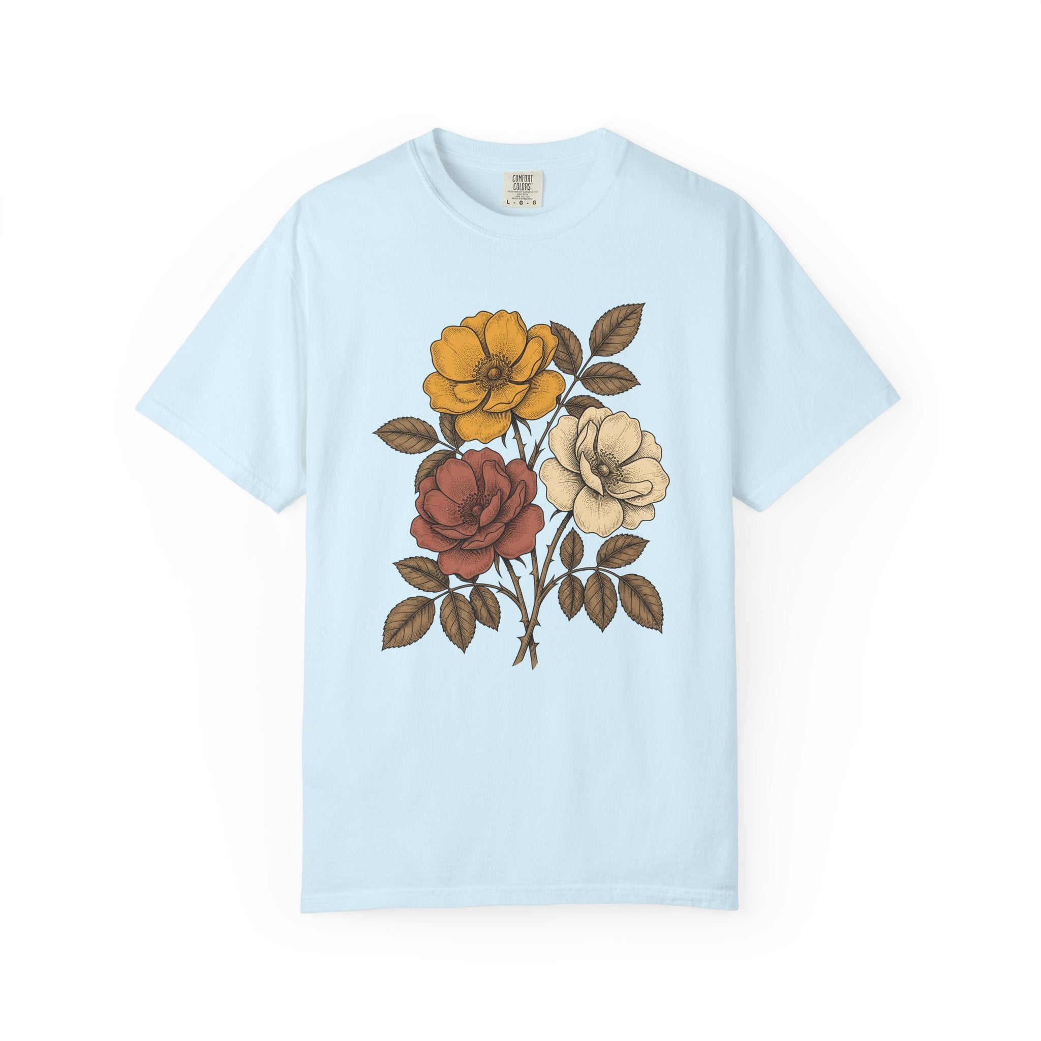 Antique Floral Arrangement Shirt Boho Chic Plants Gift Women Line Art Tee Floral Arrangement T-Shirt Bohemian Enthusiast Illustration Design