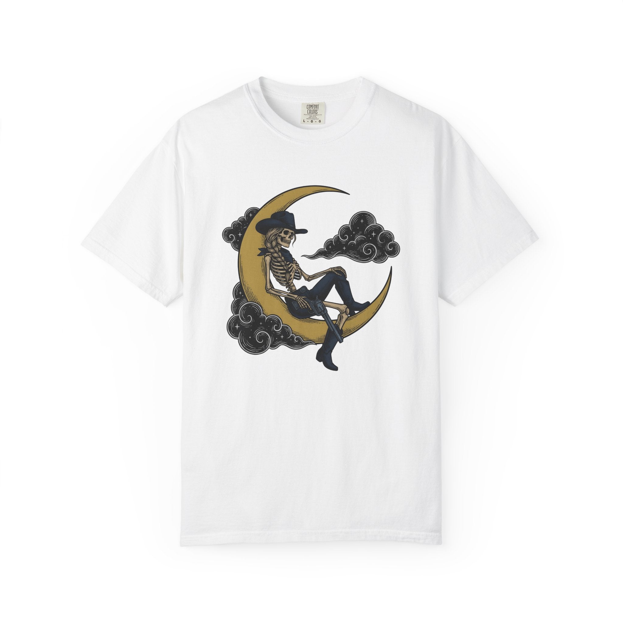 Skeleton Cowgirl Shirt Cowgirl Western Gift Women Tattoo Tee Skelly T-Shirt Rodeo Fan Ink Tshirt Cowboy Graphic Vintage Crescent Moon Tshirt