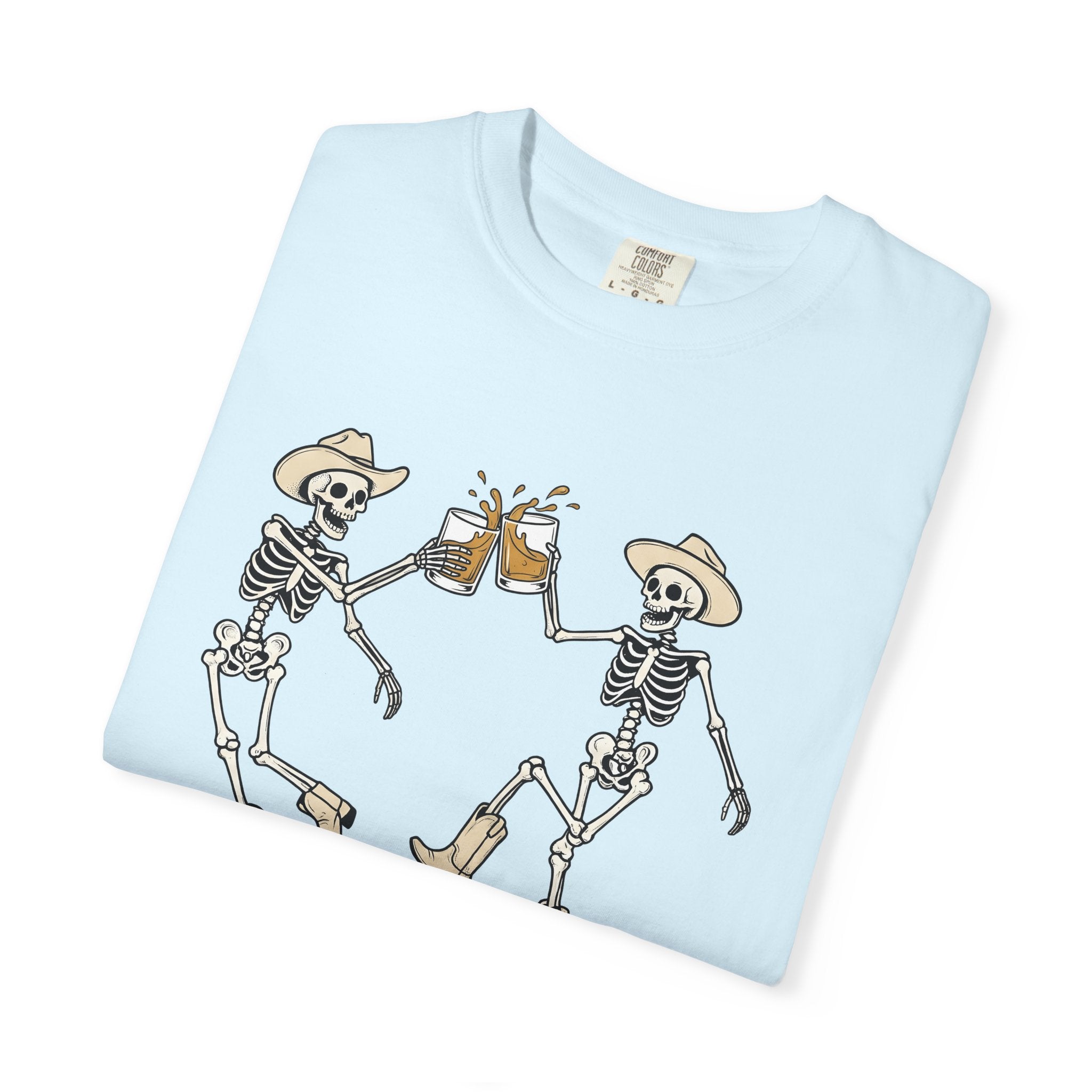 Cowboy Bones Shirt Halloween Rodeo Gift Women Animated Tee Skeleton T-Shirt Horror Fan Cartoon Tshirt Rodeo Graphic Sketch Leather Boots