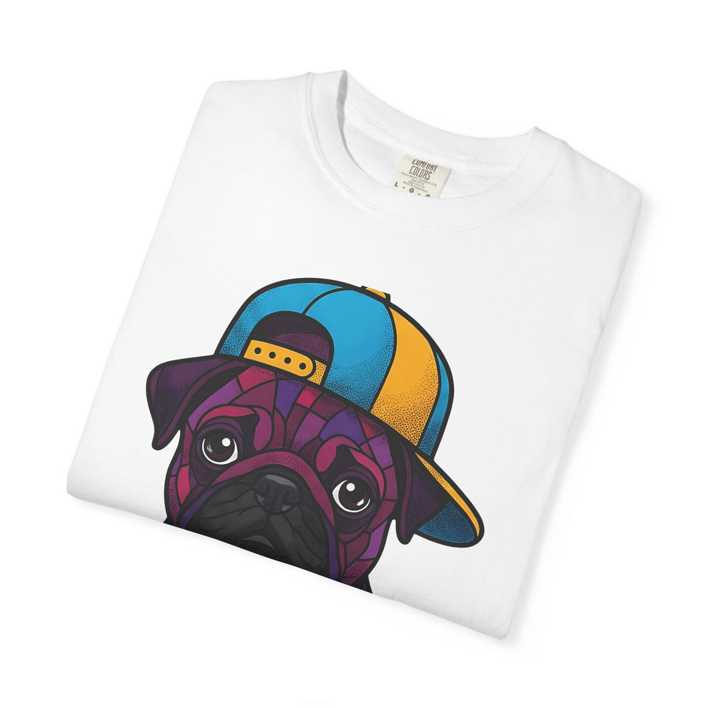 Pug Puppy Shirt Dog Casual Wear Gift Women Stained Glass Tee Pugs T-Shirt Dog Fan Mosaic Tshirt Streetwear Graphic Cartoon Baseball Hat